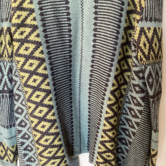 J.Jill Wool and Alpaca Blend Draped Jacquard Open Cardigan - Blue - LT - Picture 8 of 10